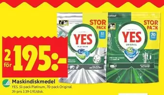 Yes - Maskindiskmedel