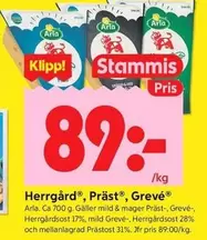 Arla - Herrgård®, Präst®, Grevé®
