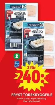 Findus - FRYST TORSKRYGGFILÉ