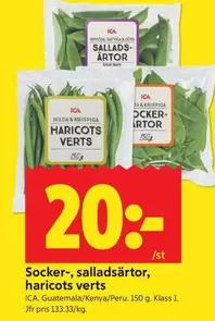 Milda - Socker-, salladärtor, haricots verts