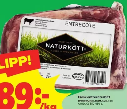 Naturkött - Färsk entrecôte/biff