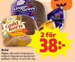 Pågen - Lingon Grova original, lingongrova special och guldKorn