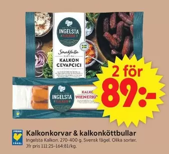 Ingelsta kalkon - Kalkonkorvar & kalkonköttbullar