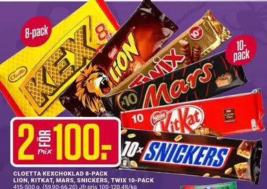 Cloetta - KEXCHOKLAD 8-PACK, LION, KITKAT, MARS, SNICKERS, TWIX
