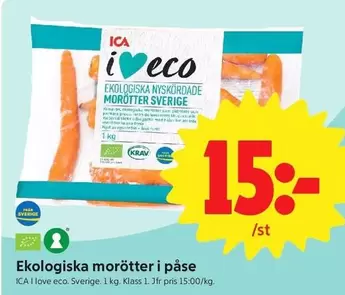 Ekologiska morötter i påse