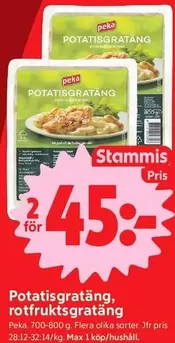 Peka - Potatisgratäng, rotfruktsgratäng