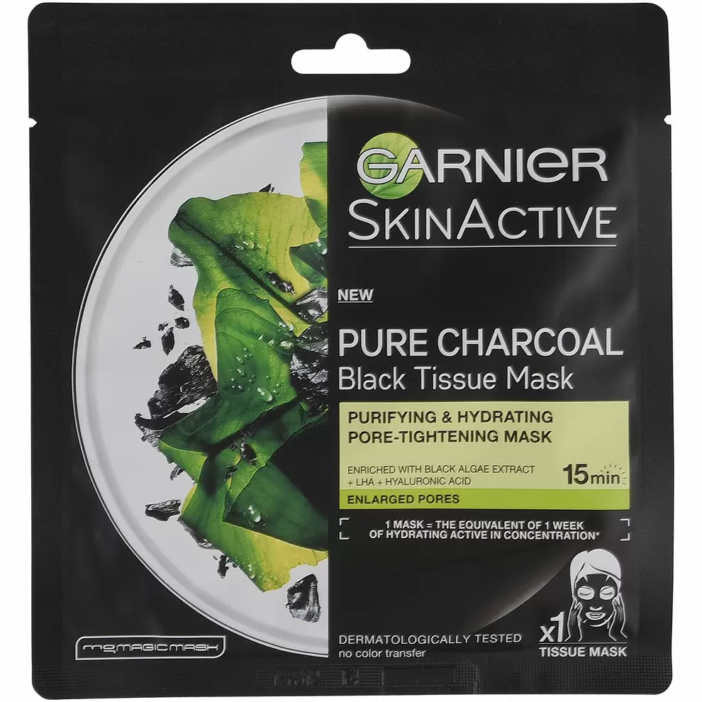 Ansiktsmask Garnier Charcoal Tissue Mask Black Algae
