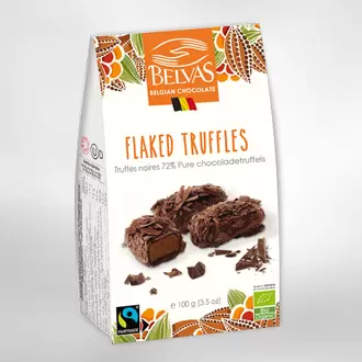 Chokladtryfflar 72% Flaked 100g Belvas Eko