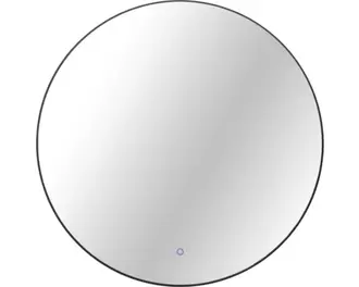 Spegel med belysning CORDIA round line backlight series svart 80x80 cm touchsensor IP44 LED