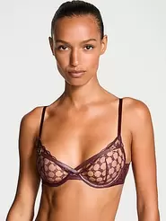 VS Logo Embroidery Unlined Low-Cut Demi Bra