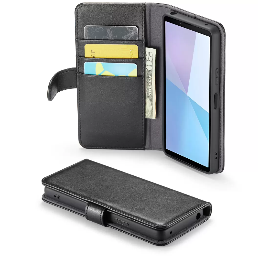 Mobique -Sony Xperia 10 VI Plånboksfodral i Äkta Läder, svart