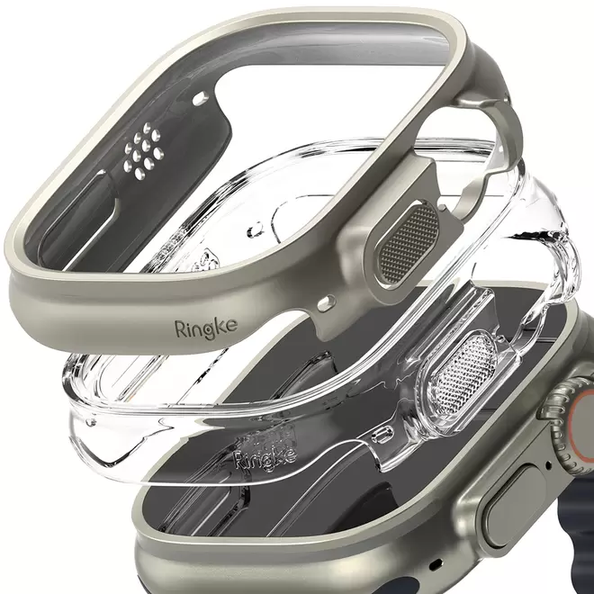 Ringke -Apple Watch Ultra 2 49mm Tunt skal (2-pack), titangrå & genomskinlig