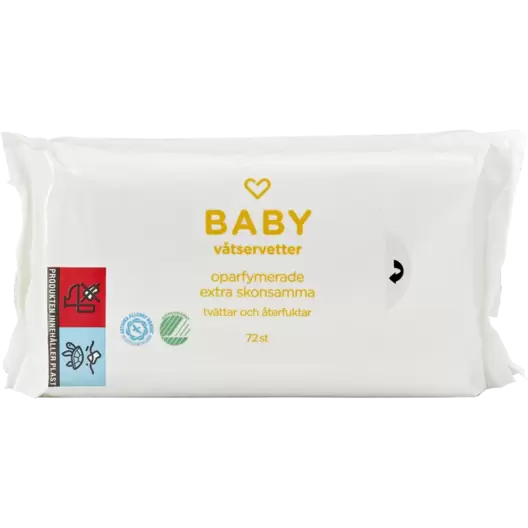 Hjärtats våtservetter baby 72 st