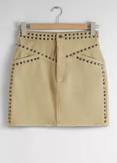 Minikjol i denim med nitar