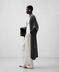 Plated knit kimono jacket woman