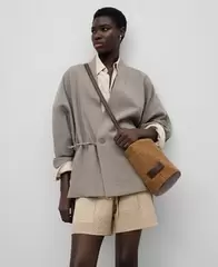 Medium raffia texture bag woman