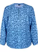 Långärmad blus med mönster och knappar