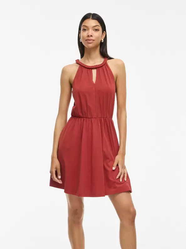 VILA VIMILLA HALTERNECK KORT KLÄNNING, Brick Dust, highres - 14110013_BrickDust_003.jpg