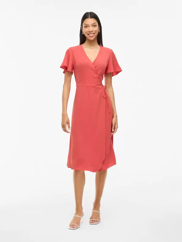 VILA VILOVIE KORTA ÄRMAR OMLOTTKLÄNNING, Paprika, highres - 14059666_Paprika_003.jpg