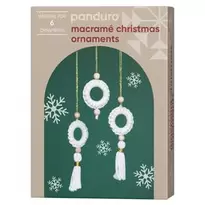 Kit med allt för att knyta 6 vackra juldekorationer av makramé