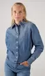 Femme Peplum Medium Blå Denim Skjorta