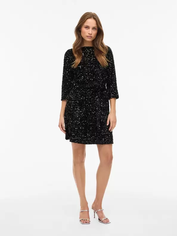 Product carousel image - VIFAITH PALJETT KORT KLÄNNING, Black Beauty | 1