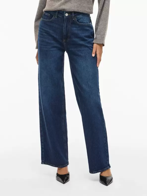 Product carousel image - VIFREYA HÖG MIDJA VIDA JEANS, Dark Blue Denim | 1