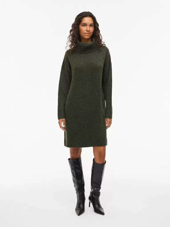 Product carousel image - VIHANNA STICKAD KORT KLÄNNING, Forest Night | 1