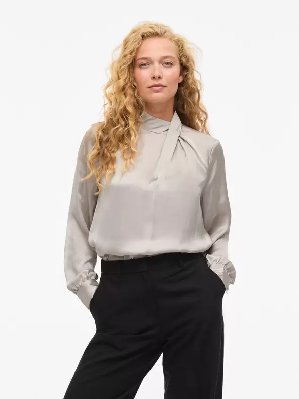 Product carousel image - VISOFIE HÖG HALS LÅNGÄRMAD TOPP, Cement | 1