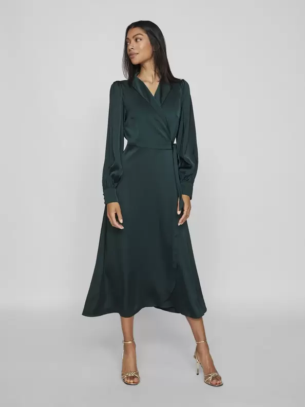 Product carousel image - LÅNGÄRMAD MIDILÅNG KLÄNNING MED V-RINGNING, Scarab | 1