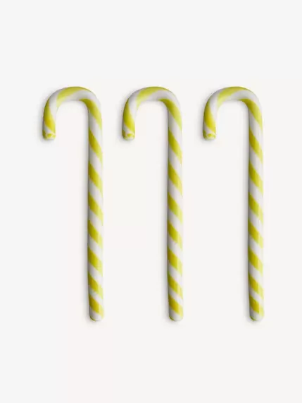 Polka käpp vit/gul 170mm 3-pack