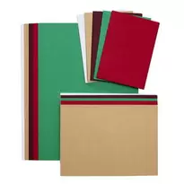 Kartong i mixade julfärger i 3 olika storlekar – A4, A5 och A6. Ytvikt 240 g/m²,