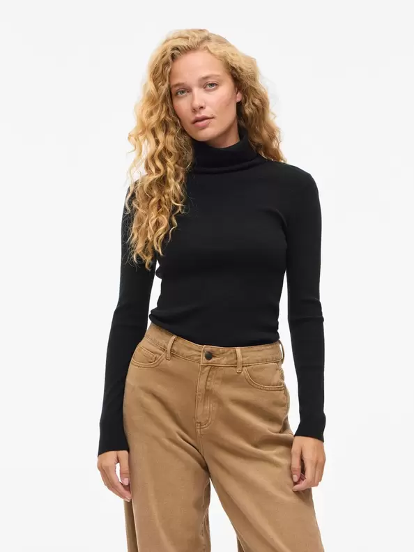 Product carousel image - VIAMARIA POLOTRÖJA STICKAD TRÖJA, Black | 1