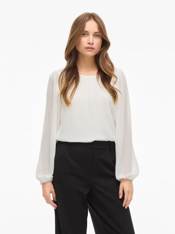 Product carousel image - VIURA RUND HALS LÅNGÄRMAD TOPP, Snow White | 1