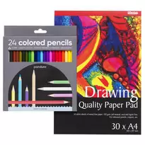 Set Färgpennor & Block A4