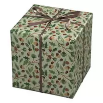 Julpapper 10 meters rulle, 57 cm bred – ekollon och grönska