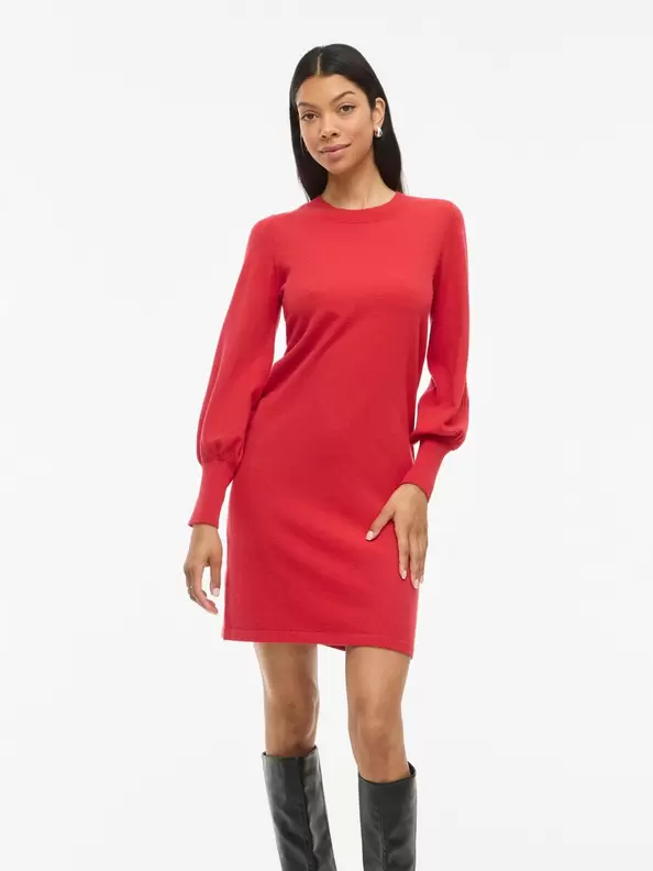 Product carousel image - VIKERRY STICKAD KORT KLÄNNING, Mars Red | 1