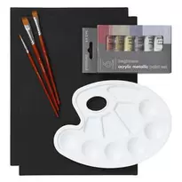 Beginners Acrylic Metallic Paint Kit, allt för nybörjaren som vill börja måla med akrylfärg