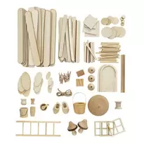 Miniatyrkit av trä i 147 delar