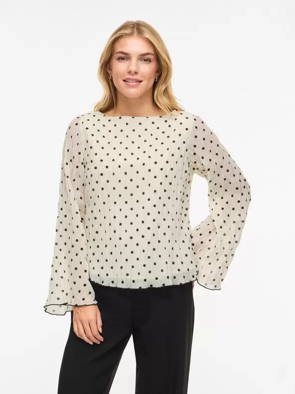 Product carousel image - VIEBLA PRICKIG LÅNGÄRMAD TOPP, Cloud Dancer | 1