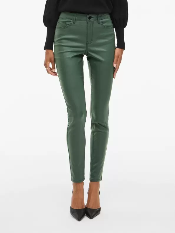 Product carousel image - VISARAH COATED SLIM FIT-BYXOR, Darkest Spruce | 1