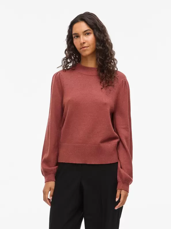 Product carousel image - HÖG HALS STICKAD TRÖJA, Burnt Henna | 1
