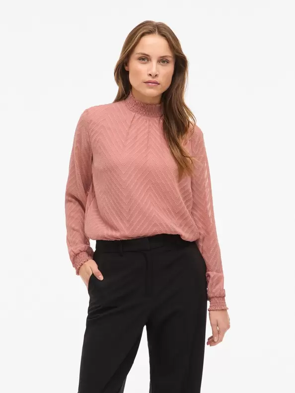 Product carousel image - HÖG HALS LÅNGÄRMAD BLUS, Brick Dust | 1