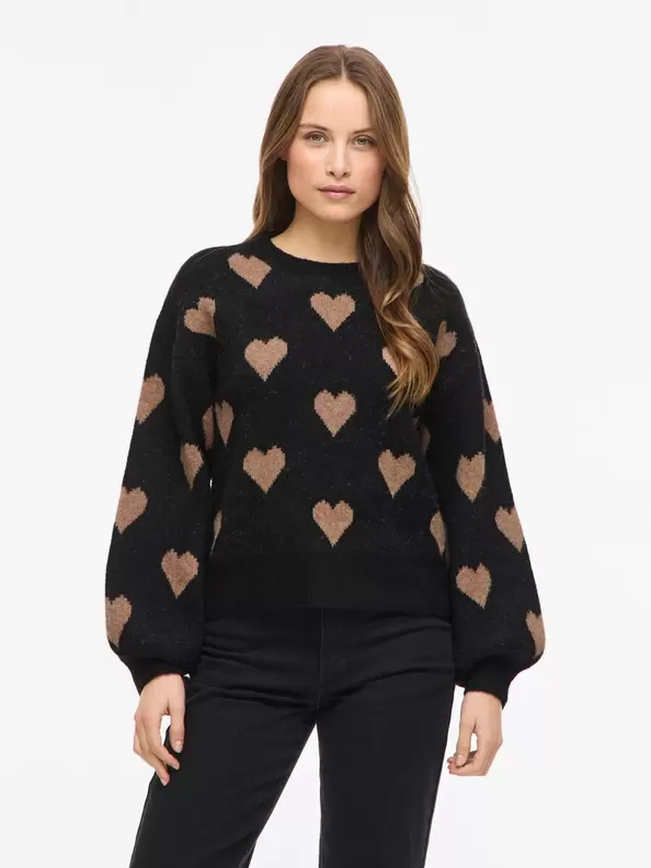 Product carousel image - VILUNA RUND HALS STICKAD TRÖJA, Black | 1