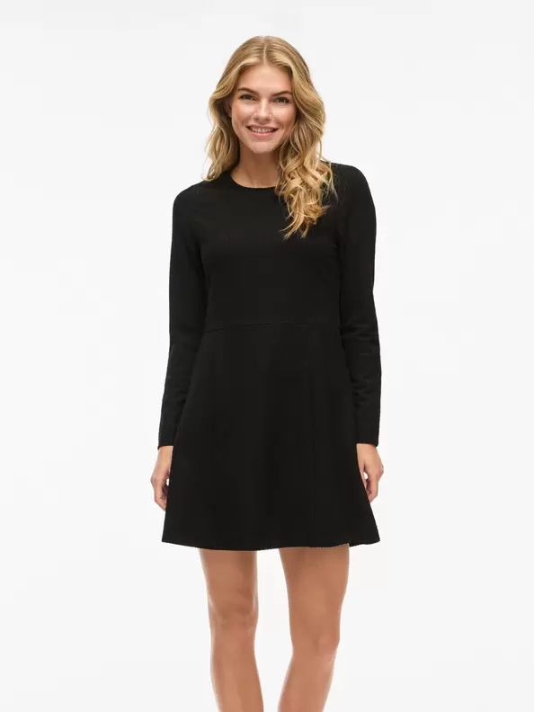 Product carousel image - VIELARA LÅNGA ÄRMAR KORT KLÄNNING, Black | 1