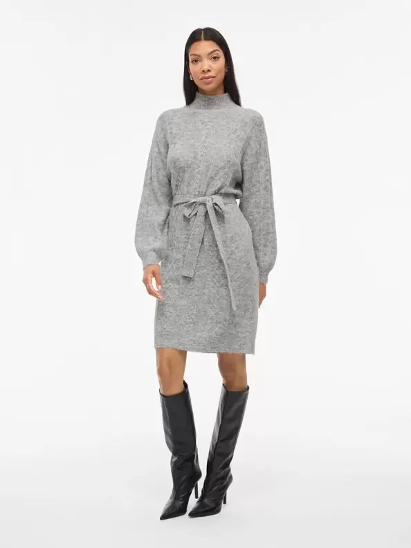 Product carousel image - VIEMMELIE STICKAD MAXIKLÄNNING, Light Grey Melange | 1