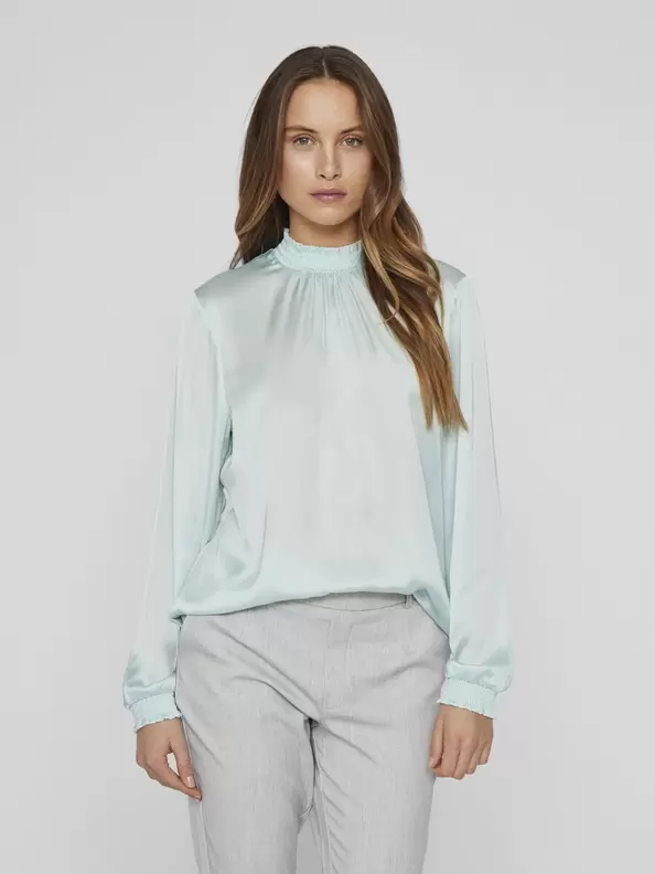 Product carousel image - HÖG HALS LÅNGÄRMAD BLUS, Silt Green | 1