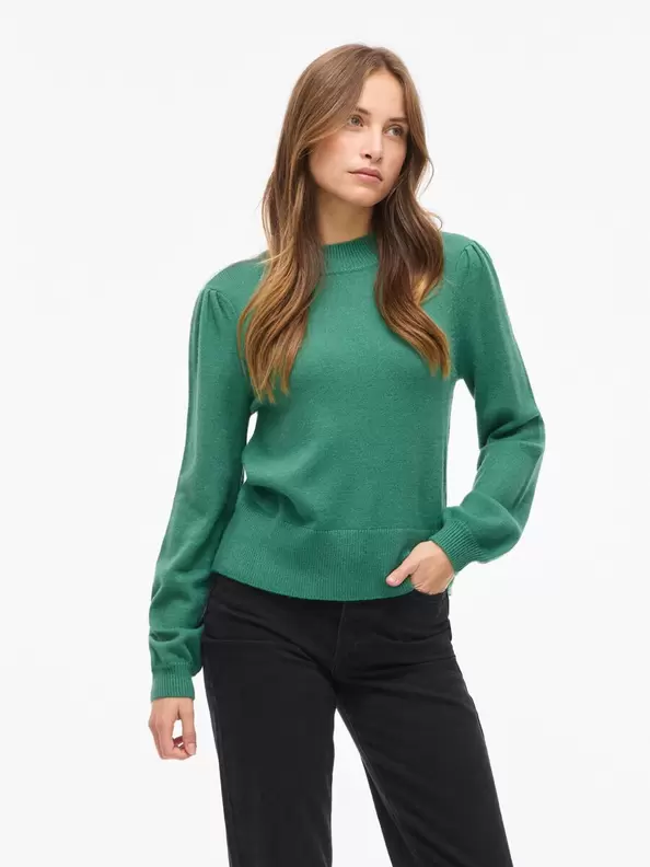 Product carousel image - HÖG HALS STICKAD TRÖJA, Bottle Green | 1