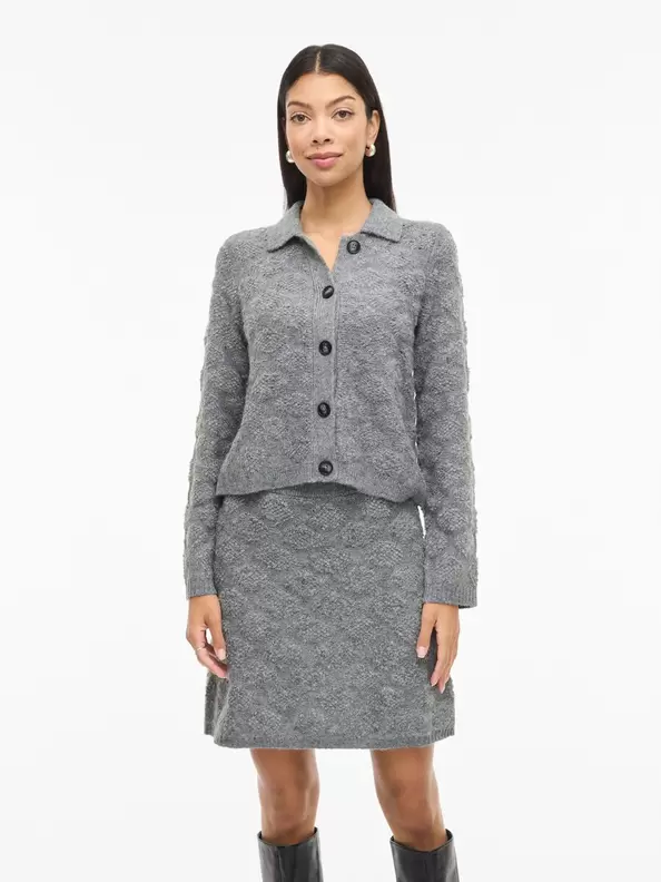 Product carousel image - VIAERY MED KNAPPAR STICKAD KOFTA, Medium Grey Melange | 1