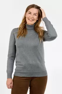 Langærmet Strik - Grå - Rullekrave